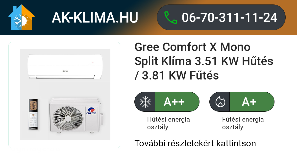 GREE COMFORT-X SPLIT KLÍMA BESZERELÉSSEL 